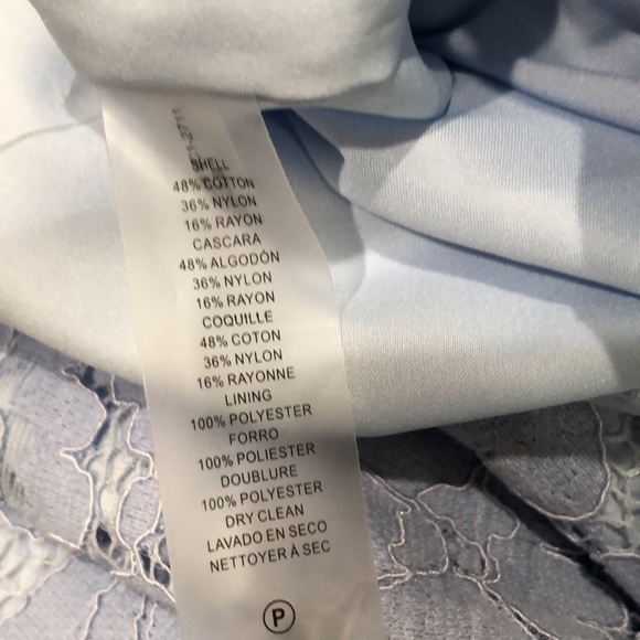 Vince Camuto Dress Size 4 Pastel Powder Blue Floral Guipure Lace Puff Sleeve - Picture 6 of 9